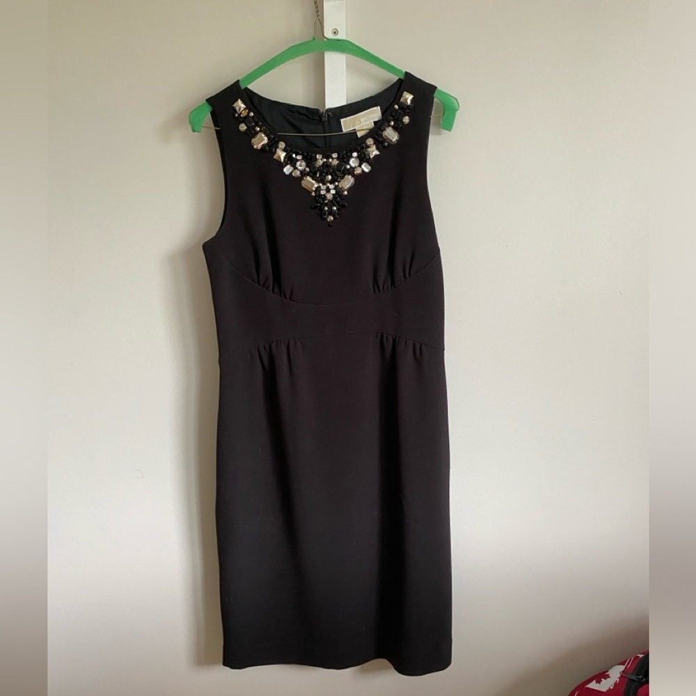 Michael Kors Black Embellished Mini Sheath Dress